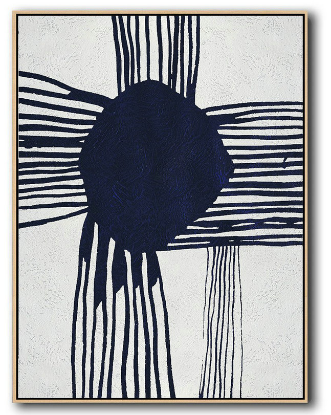 Hand Painted Acrylic Painting,Buy Hand Painted Navy Blue Abstract Painting Online,Artwork For Sale